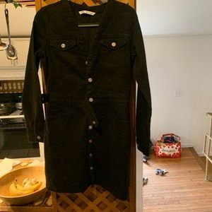 Zara Black Denim Jumpsuit size Large